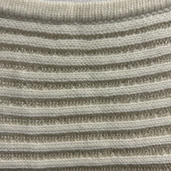 {Chico's} Ivory Knit Striped Tunic Sweater - Picture 3 of 5